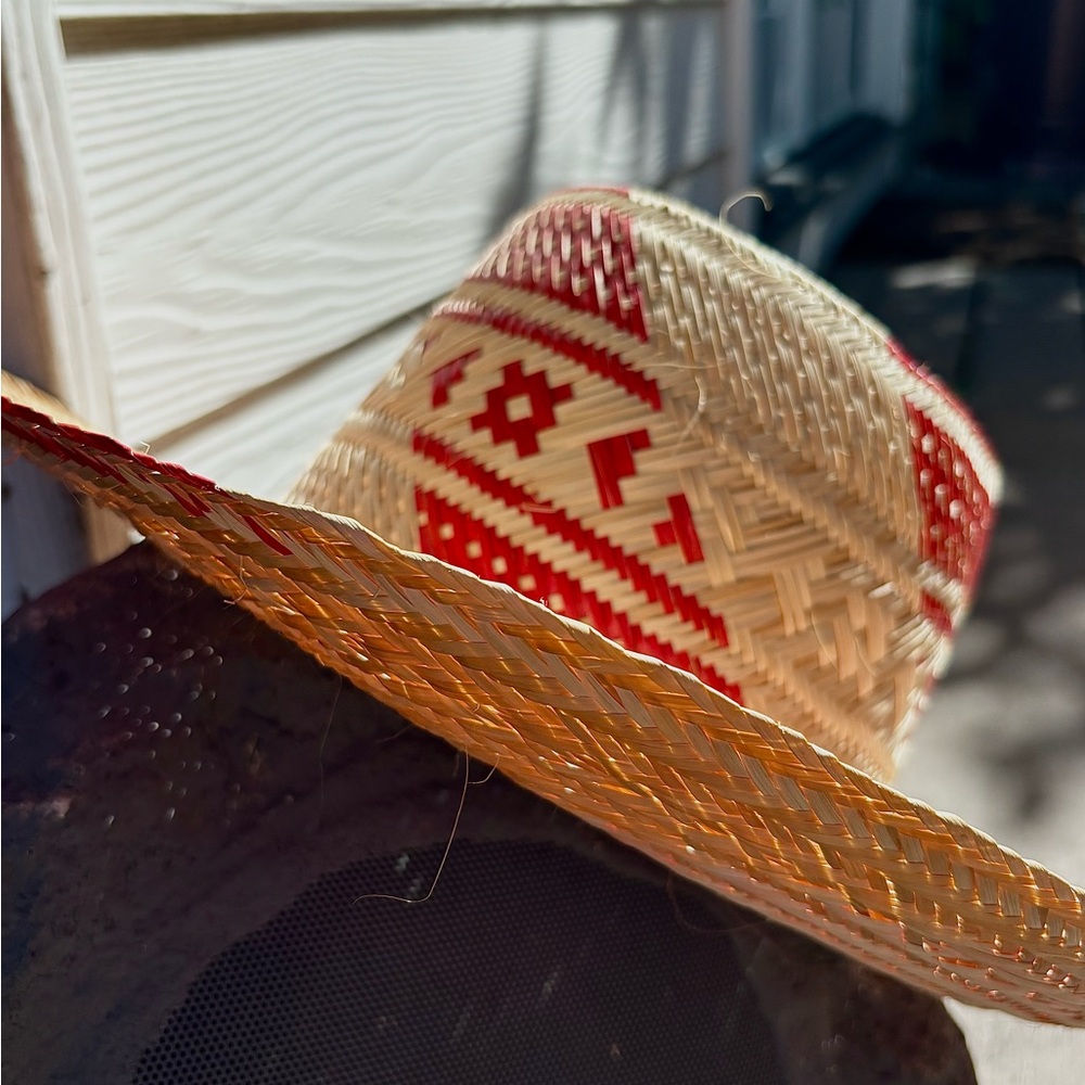 Stylish Straw Hat With Red Pattern - image 2